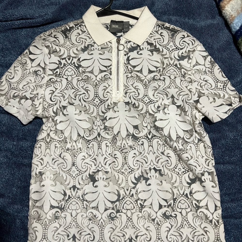 Floral lace polo-shirt